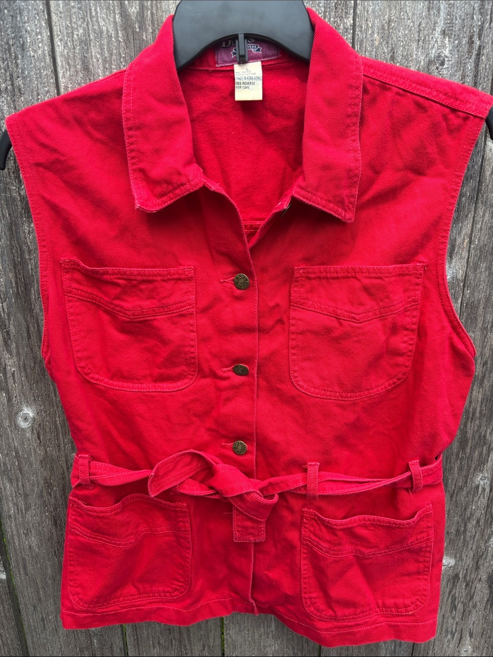 Denim&Co Red Sleeveless Utility Vest